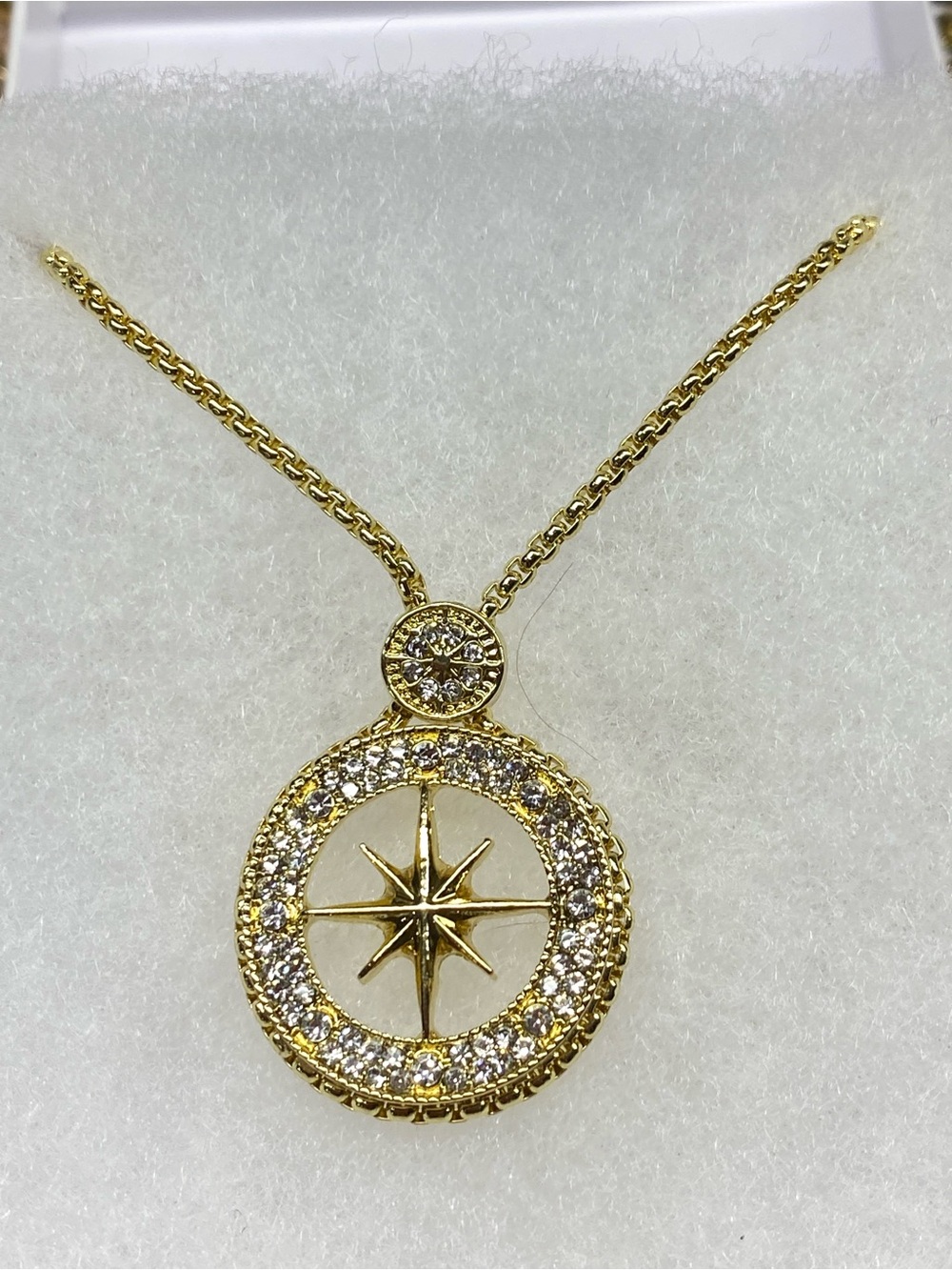 Gold Starburst Halo Pendant Necklace